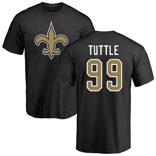 Men New Orleans Saints Black Shy Tuttle Name and Number Logo NFL Football #99 T Shirt
